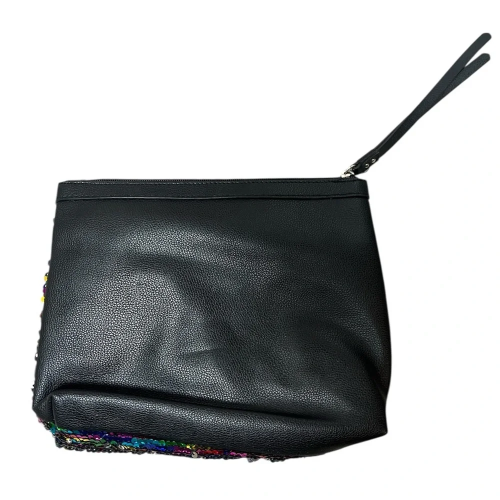 Victoria's Secret Black Multicolor Sequin Small Makeup Bag